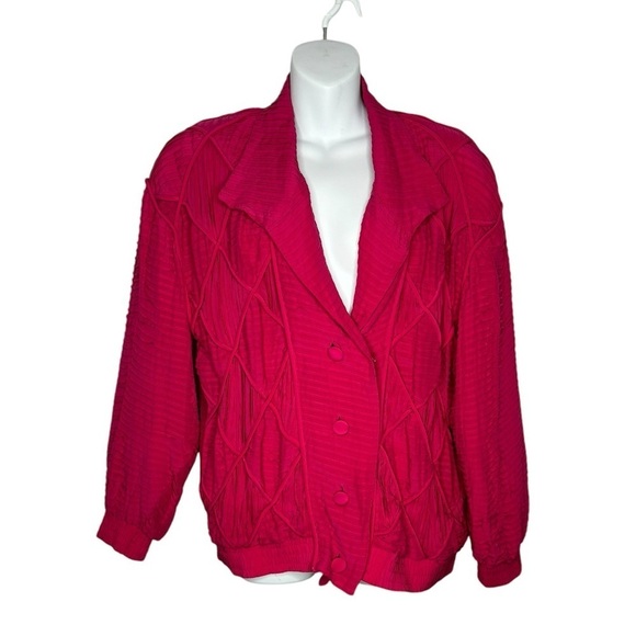 Rare Vintage 80’s Valentino Giovanni Pure Silk Pink Textured Blazer - Picture 1 of 9